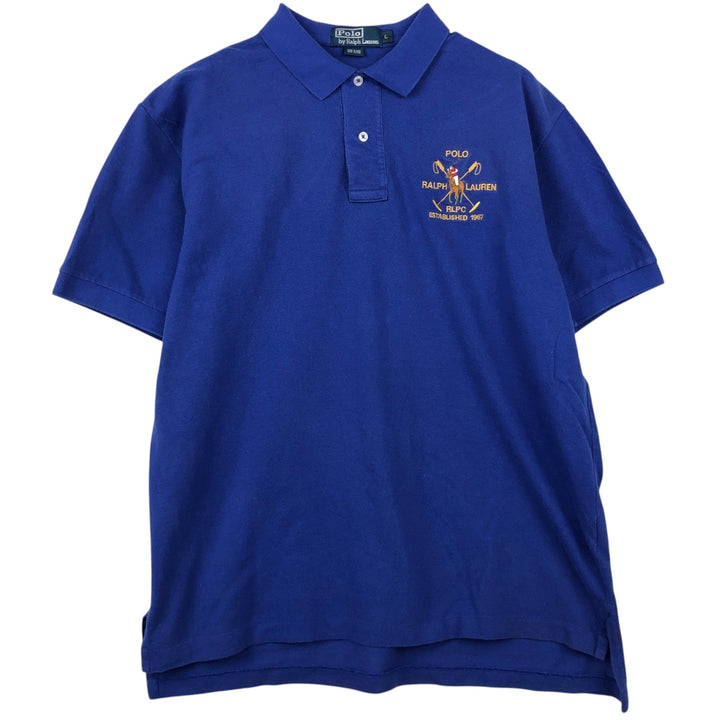Ralph Lauren POLO by Ralph Lauren short sleeve polo shirt, men's size L cotton blue type Vintage Second Hand