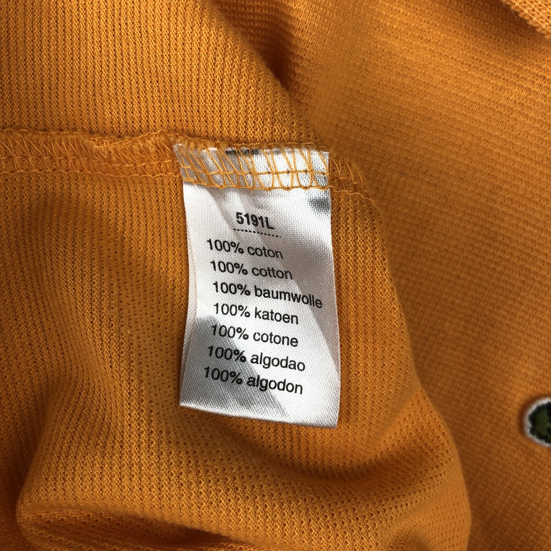 Lacoste LACOSTE Short Sleeve Polo Shirt Size 5 Men's L cotton orange type Vintage Second Hand