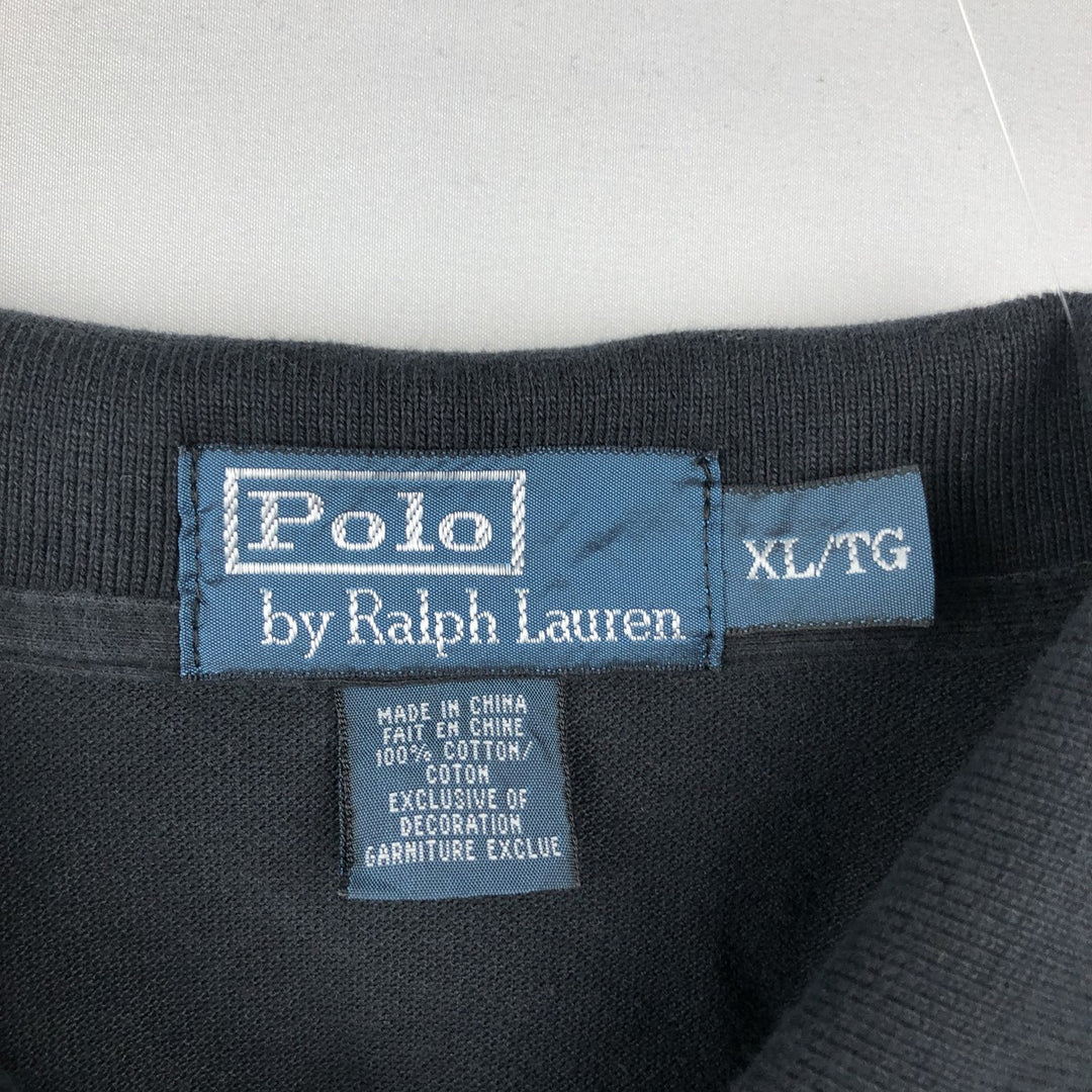 Ralph Lauren POLO by Ralph Lauren short sleeve polo shirt, men's XL size cotton black type Vintage Second Hand