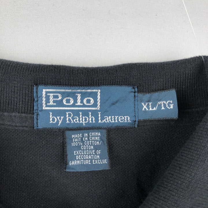 Ralph Lauren POLO by Ralph Lauren short sleeve polo shirt, men's XL size cotton black type Vintage Second Hand