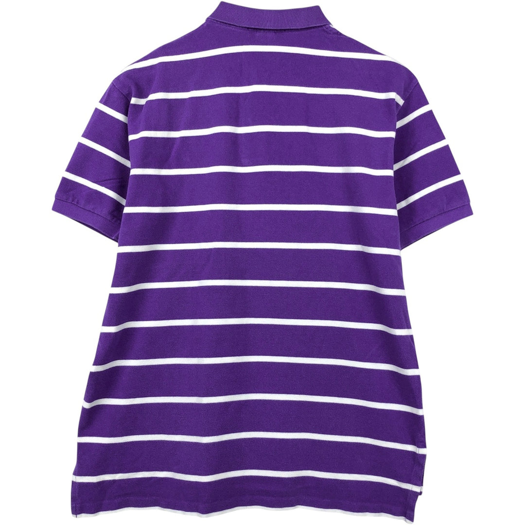 Ralph Lauren POLO by Ralph Lauren short sleeve striped polo shirt, men's size L cotton purple type Vintage Second Hand