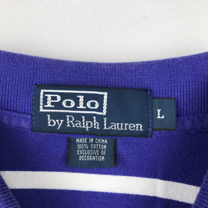 Ralph Lauren POLO by Ralph Lauren short sleeve striped polo shirt, men's size L cotton purple type Vintage Second Hand