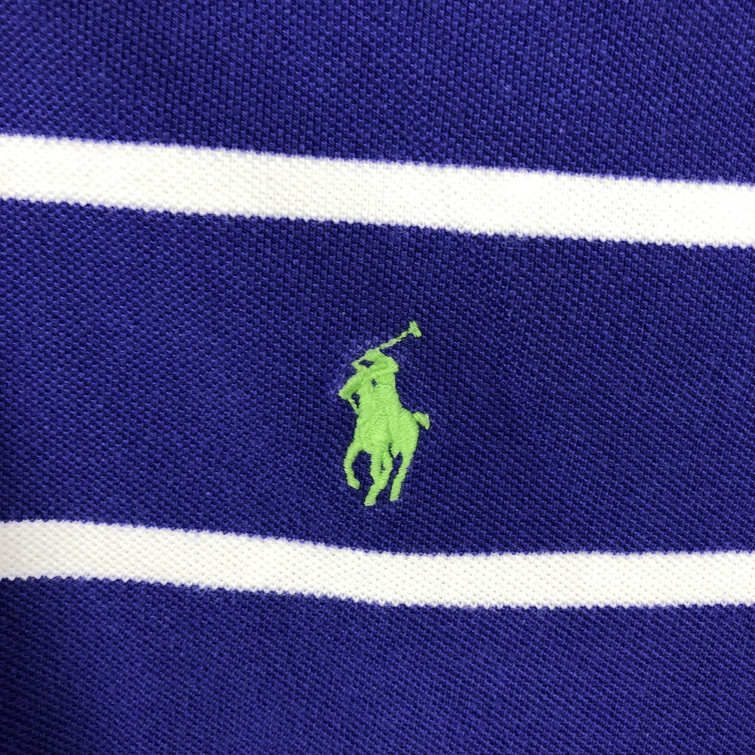 Ralph Lauren POLO by Ralph Lauren short sleeve striped polo shirt, men's size L cotton purple type Vintage Second Hand