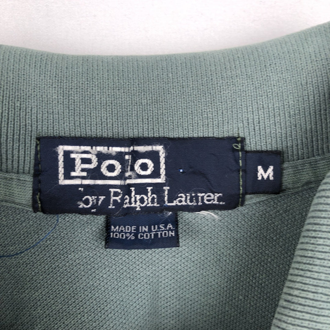 Vintage 90'S Ralph Lauren POLO by Ralph Lauren short-sleeved polo shirt, Made in USA, Men's size M cotton Khaki type Vintage Second Hand