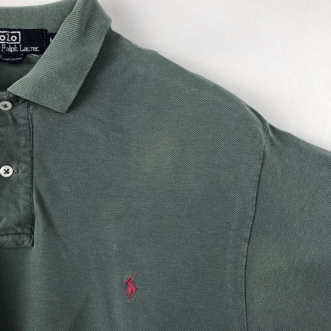 Vintage 90'S Ralph Lauren POLO by Ralph Lauren short-sleeved polo shirt, Made in USA, Men's size M cotton Khaki type Vintage Second Hand