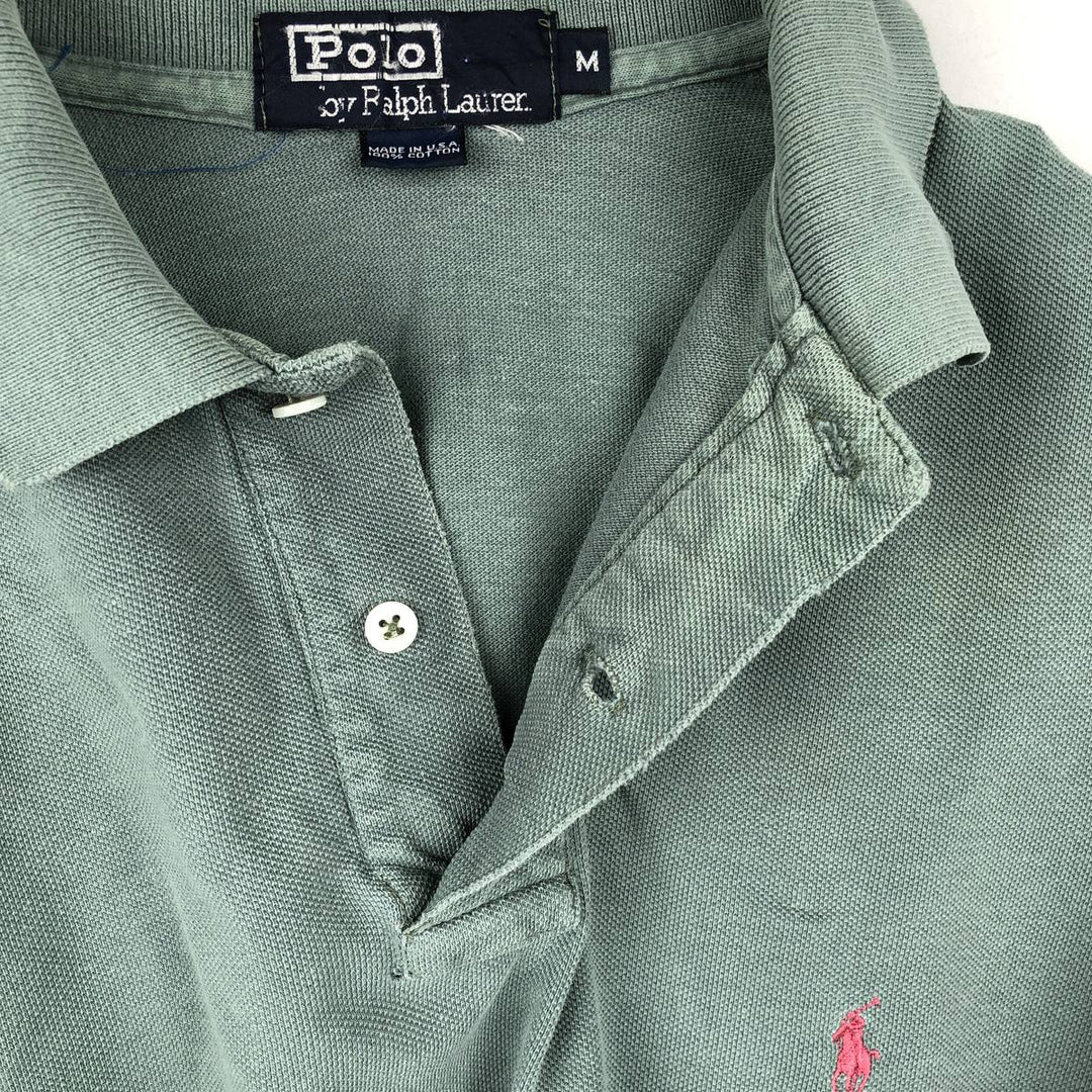 Vintage 90'S Ralph Lauren POLO by Ralph Lauren short-sleeved polo shirt, Made in USA, Men's size M cotton Khaki type Vintage Second Hand