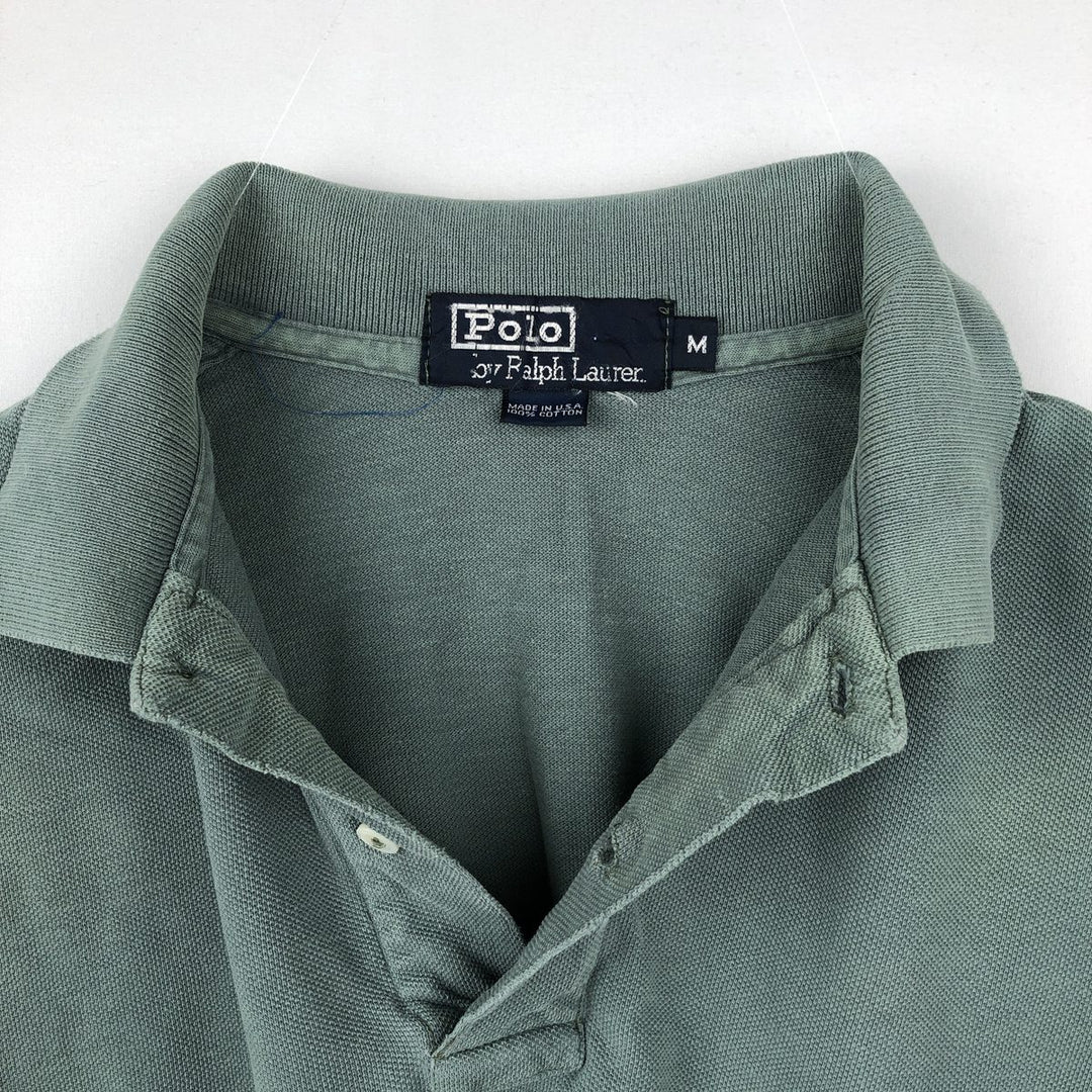 Vintage 90'S Ralph Lauren POLO by Ralph Lauren short-sleeved polo shirt, Made in USA, Men's size M cotton Khaki type Vintage Second Hand