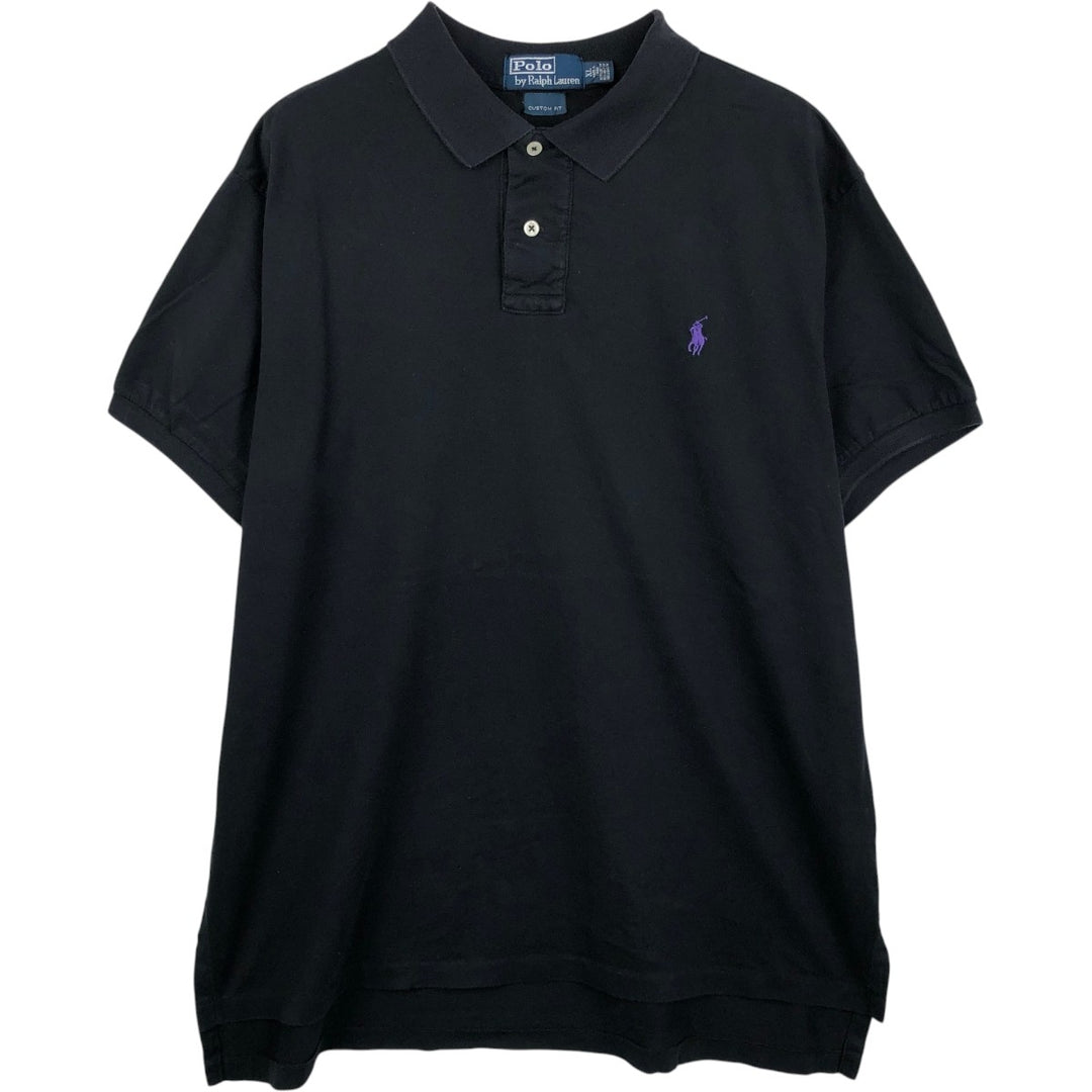 Ralph Lauren POLO by Ralph Lauren CUSTOM FIT short sleeve polo shirt, men's XL size cotton black type Vintage Second Hand