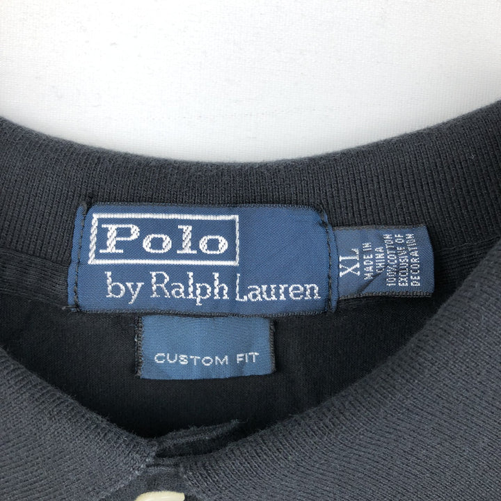 Ralph Lauren POLO by Ralph Lauren CUSTOM FIT short sleeve polo shirt, men's XL size cotton black type Vintage Second Hand