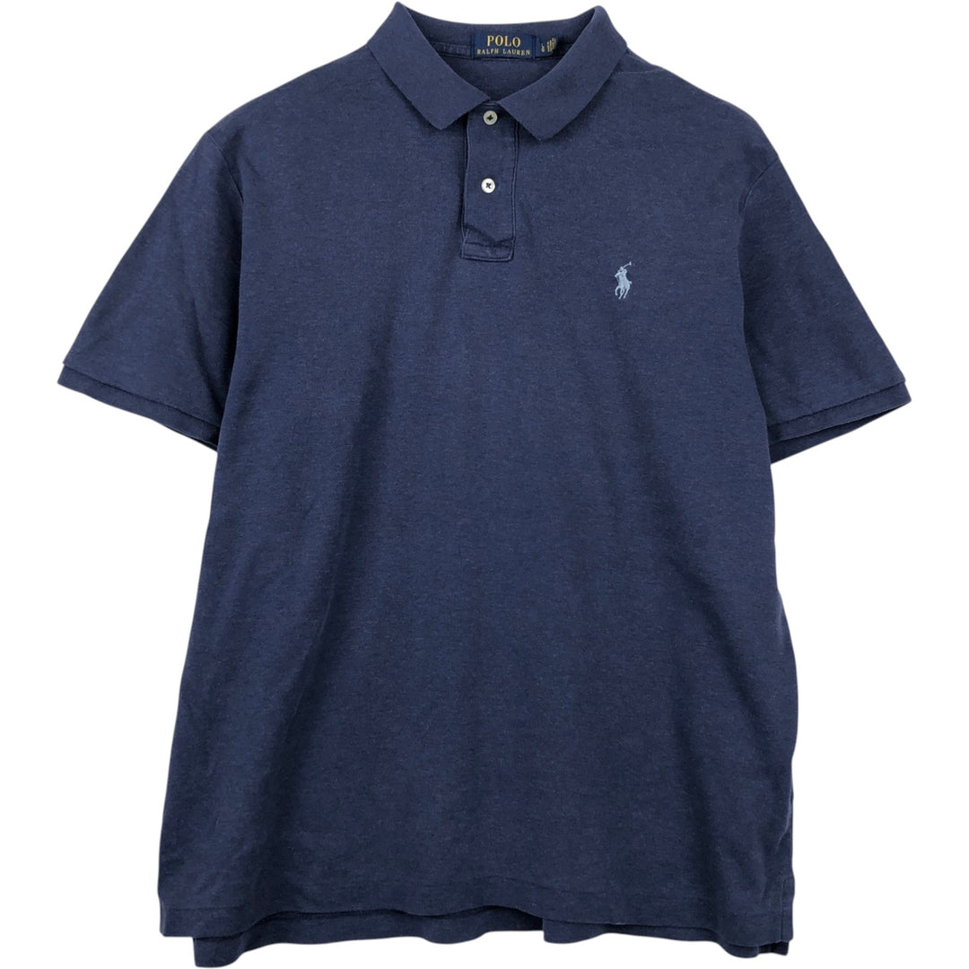 Ralph Lauren POLO RALPH LAUREN short sleeve polo shirt men's size L cotton navy blue type Vintage Second Hand