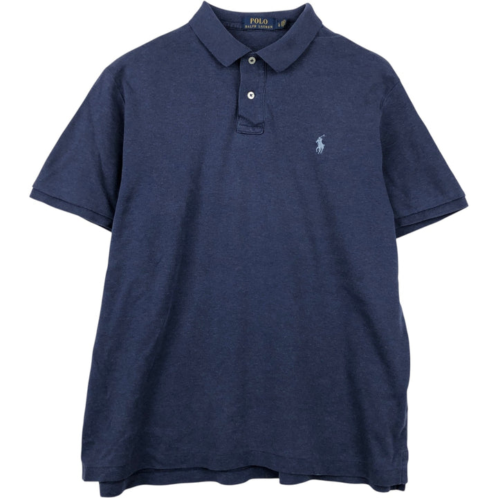 Ralph Lauren POLO RALPH LAUREN short sleeve polo shirt men's size L cotton navy blue type Vintage Second Hand
