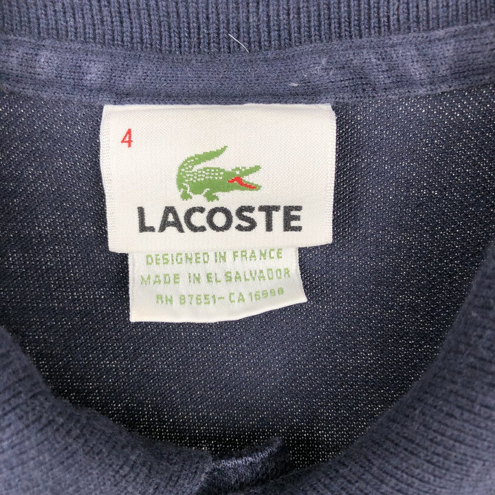 Lacoste LACOSTE French design short sleeve polo shirt size 4, men's M size cotton navy blue type Vintage Second Hand