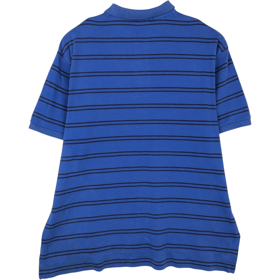 Ralph Lauren POLO by Ralph Lauren short sleeve striped polo shirt, men's XL size cotton blue type Vintage Second Hand