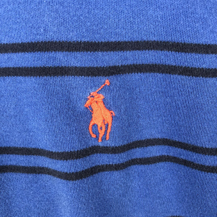Ralph Lauren POLO by Ralph Lauren short sleeve striped polo shirt, men's XL size cotton blue type Vintage Second Hand