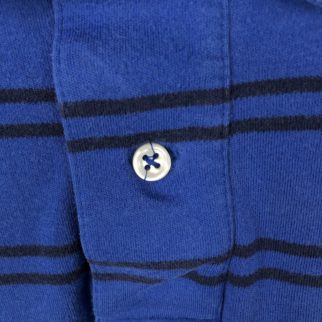 Ralph Lauren POLO by Ralph Lauren short sleeve striped polo shirt, men's XL size cotton blue type Vintage Second Hand