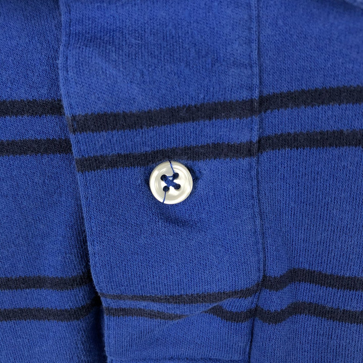 Ralph Lauren POLO by Ralph Lauren short sleeve striped polo shirt, men's XL size cotton blue type Vintage Second Hand