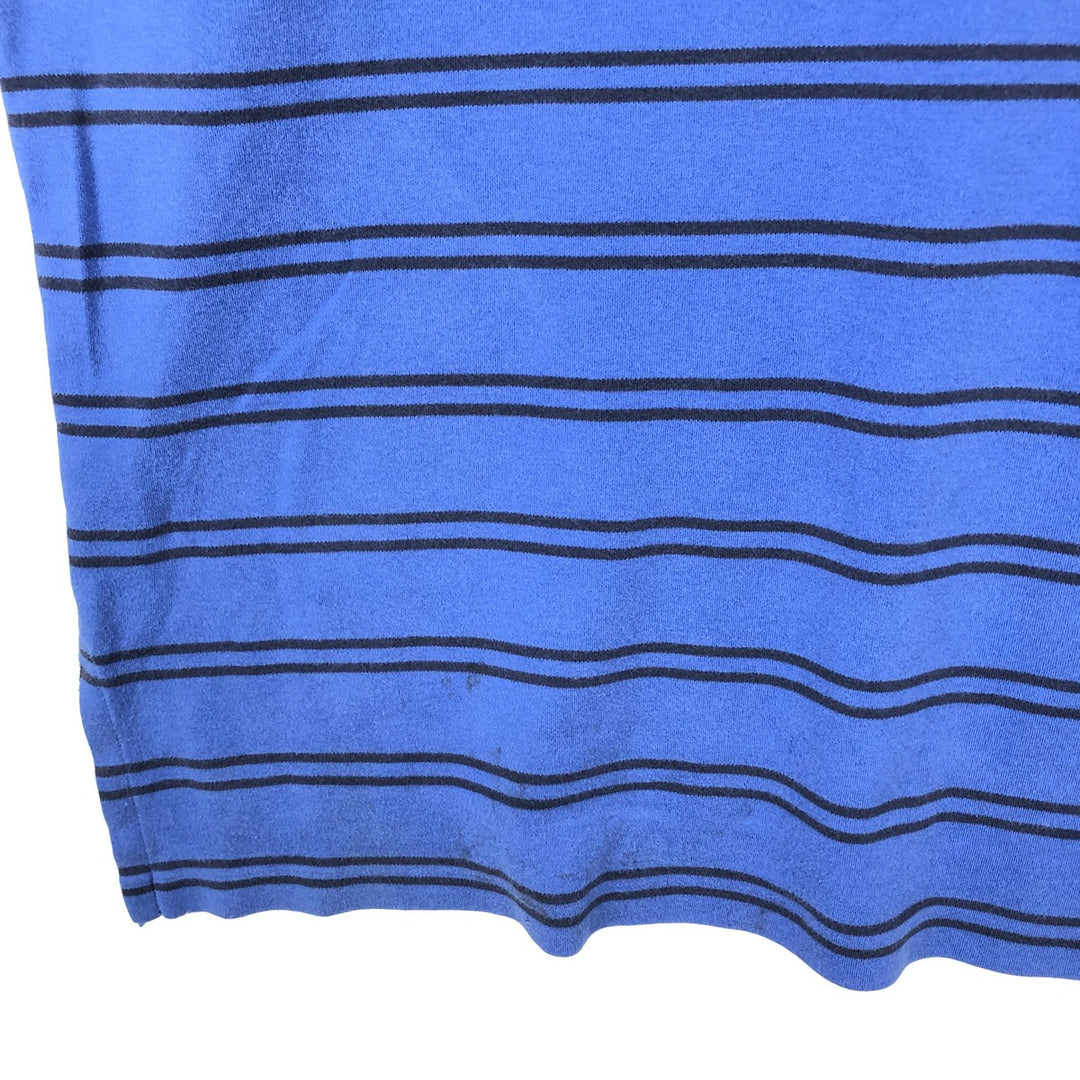 Ralph Lauren POLO by Ralph Lauren short sleeve striped polo shirt, men's XL size cotton blue type Vintage Second Hand