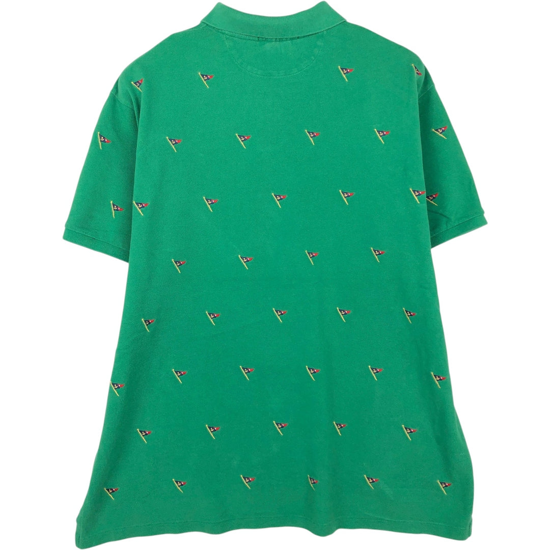 Ralph Lauren POLO by Ralph Lauren CUSTOM FIT all-over print short-sleeved polo shirt, men's size XXL equivalent. cotton green type Vintage Second Hand