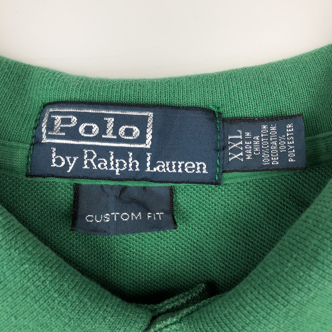 Ralph Lauren POLO by Ralph Lauren CUSTOM FIT all-over print short-sleeved polo shirt, men's size XXL equivalent. cotton green type Vintage Second Hand