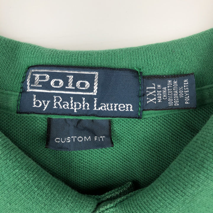 Ralph Lauren POLO by Ralph Lauren CUSTOM FIT all-over print short-sleeved polo shirt, men's size XXL equivalent. cotton green type Vintage Second Hand