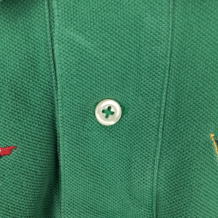 Ralph Lauren POLO by Ralph Lauren CUSTOM FIT all-over print short-sleeved polo shirt, men's size XXL equivalent. cotton green type Vintage Second Hand