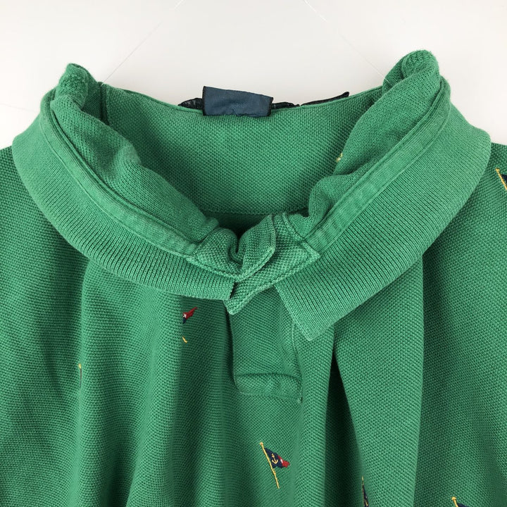Ralph Lauren POLO by Ralph Lauren CUSTOM FIT all-over print short-sleeved polo shirt, men's size XXL equivalent. cotton green type Vintage Second Hand