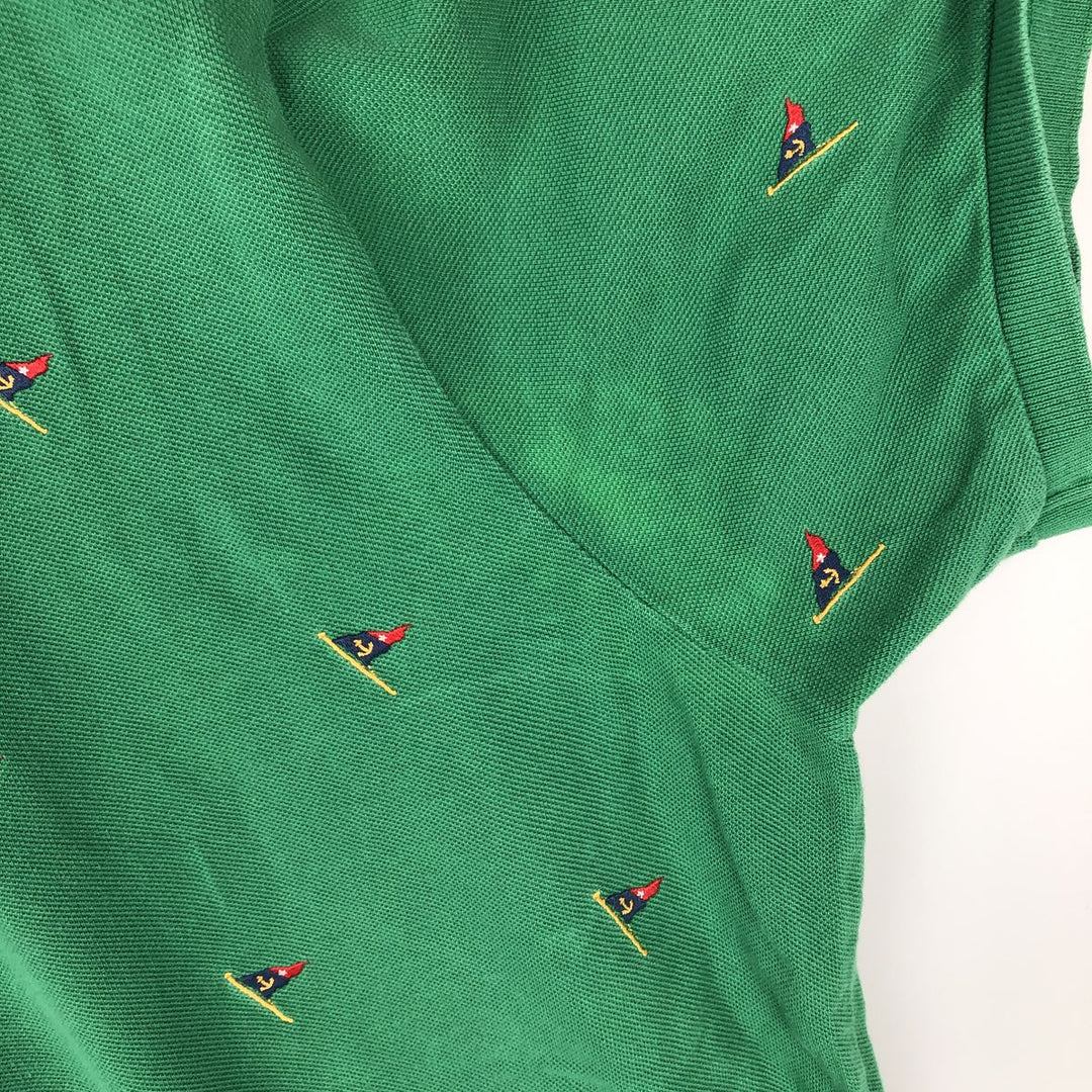 Ralph Lauren POLO by Ralph Lauren CUSTOM FIT all-over print short-sleeved polo shirt, men's size XXL equivalent. cotton green type Vintage Second Hand