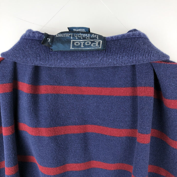 Ralph Lauren POLO by Ralph Lauren short sleeve striped polo shirt, men's size L cotton navy blue type Vintage Second Hand