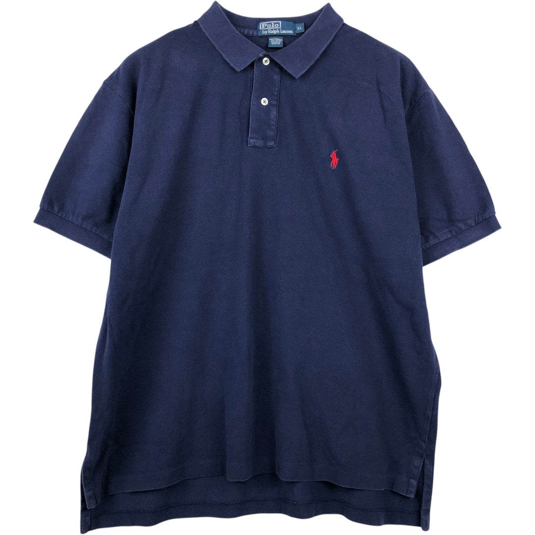 Ralph Lauren POLO by Ralph Lauren short sleeve polo shirt, men's XL size cotton navy blue type Vintage Second Hand