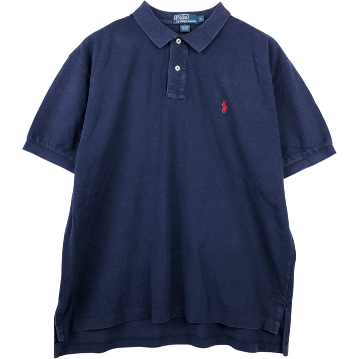 Ralph Lauren POLO by Ralph Lauren short sleeve polo shirt, men's XL size cotton navy blue type Vintage Second Hand