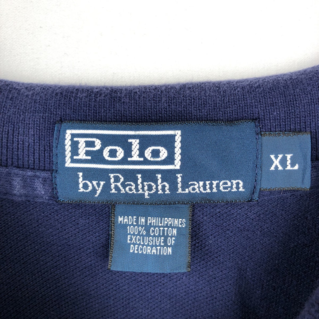 Ralph Lauren POLO by Ralph Lauren short sleeve polo shirt, men's XL size cotton navy blue type Vintage Second Hand