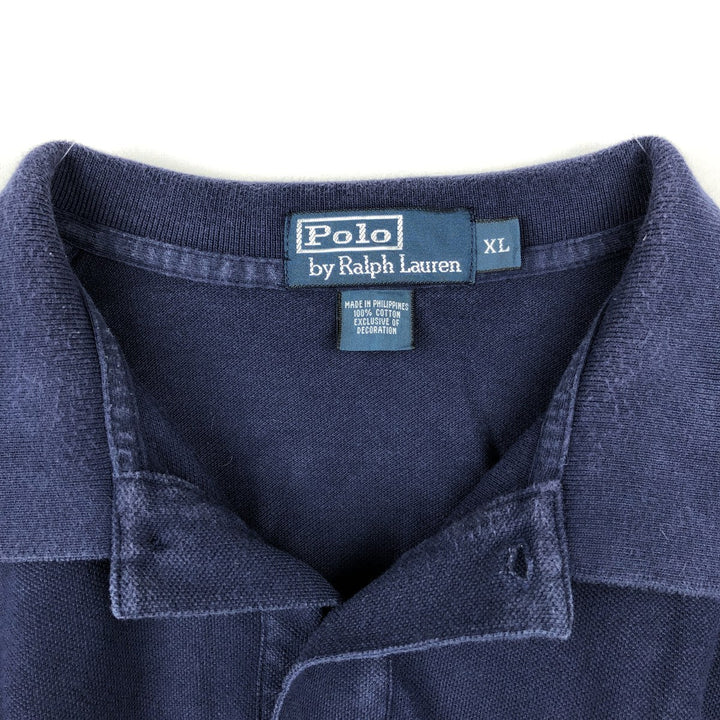 Ralph Lauren POLO by Ralph Lauren short sleeve polo shirt, men's XL size cotton navy blue type Vintage Second Hand