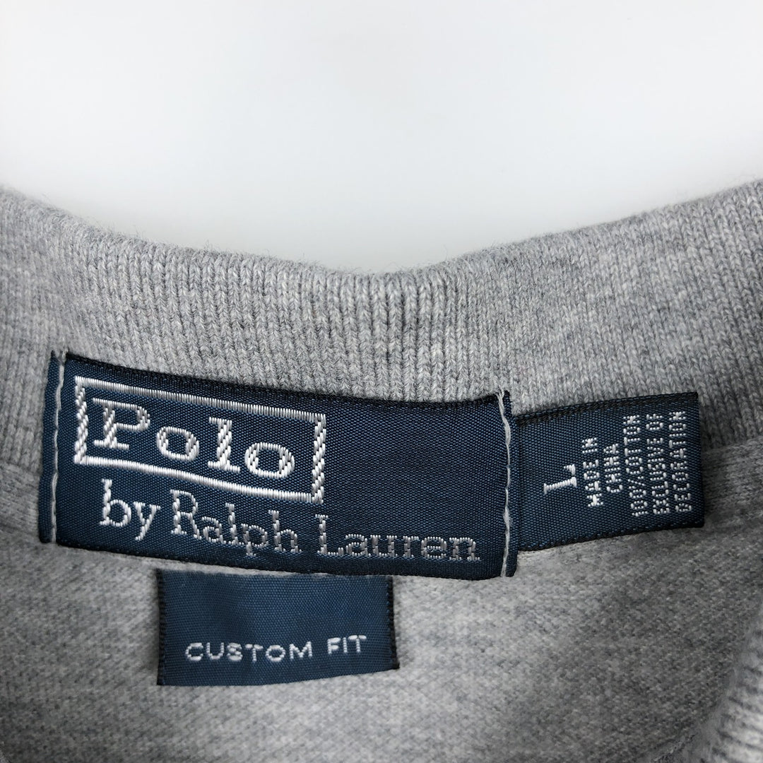 Ralph Lauren POLO by Ralph Lauren CUSTOM FIT long sleeve polo shirt, men's size L cotton gray type Vintage Second Hand