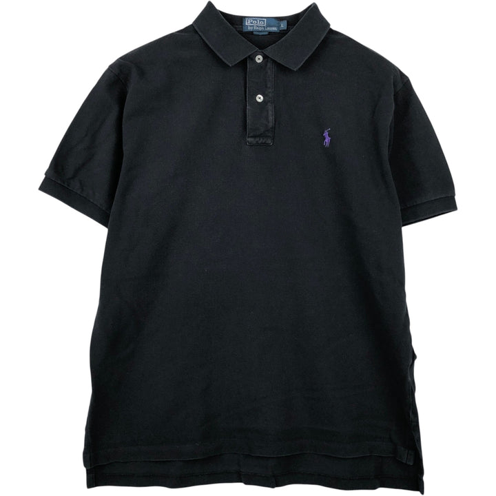 Ralph Lauren POLO by Ralph Lauren short sleeve polo shirt, men's size L cotton black type Vintage Second Hand