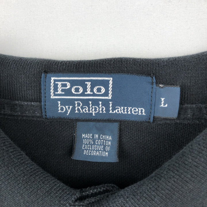 Ralph Lauren POLO by Ralph Lauren short sleeve polo shirt, men's size L cotton black type Vintage Second Hand