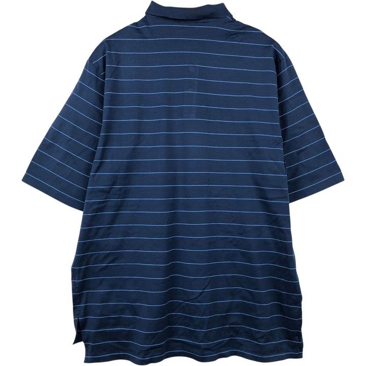 Ralph Lauren POLO by Ralph Lauren short sleeve striped polo shirt, men's XL size Pima Cotton navy blue type Vintage Second Hand