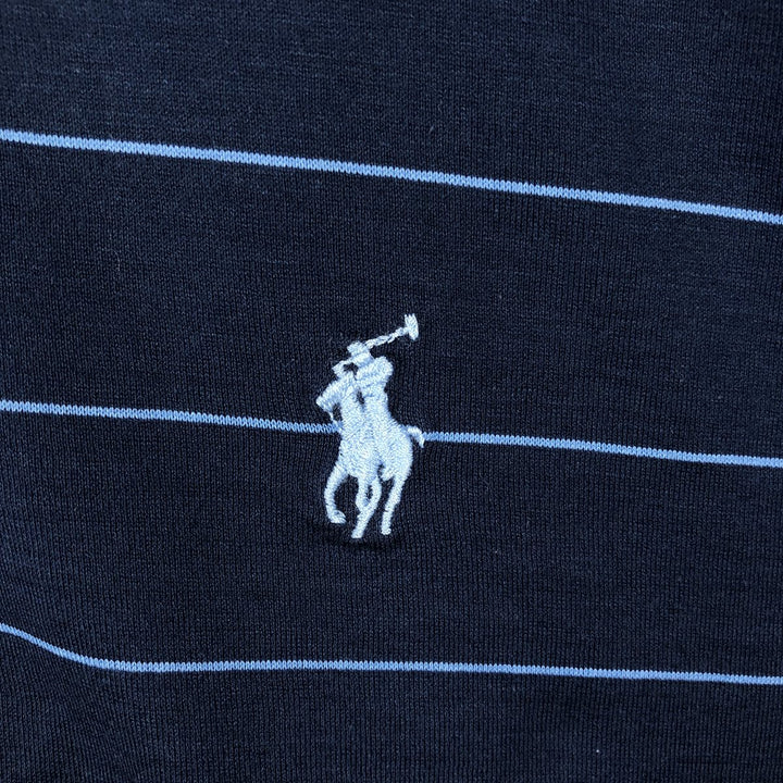 Ralph Lauren POLO by Ralph Lauren short sleeve striped polo shirt, men's XL size Pima Cotton navy blue type Vintage Second Hand
