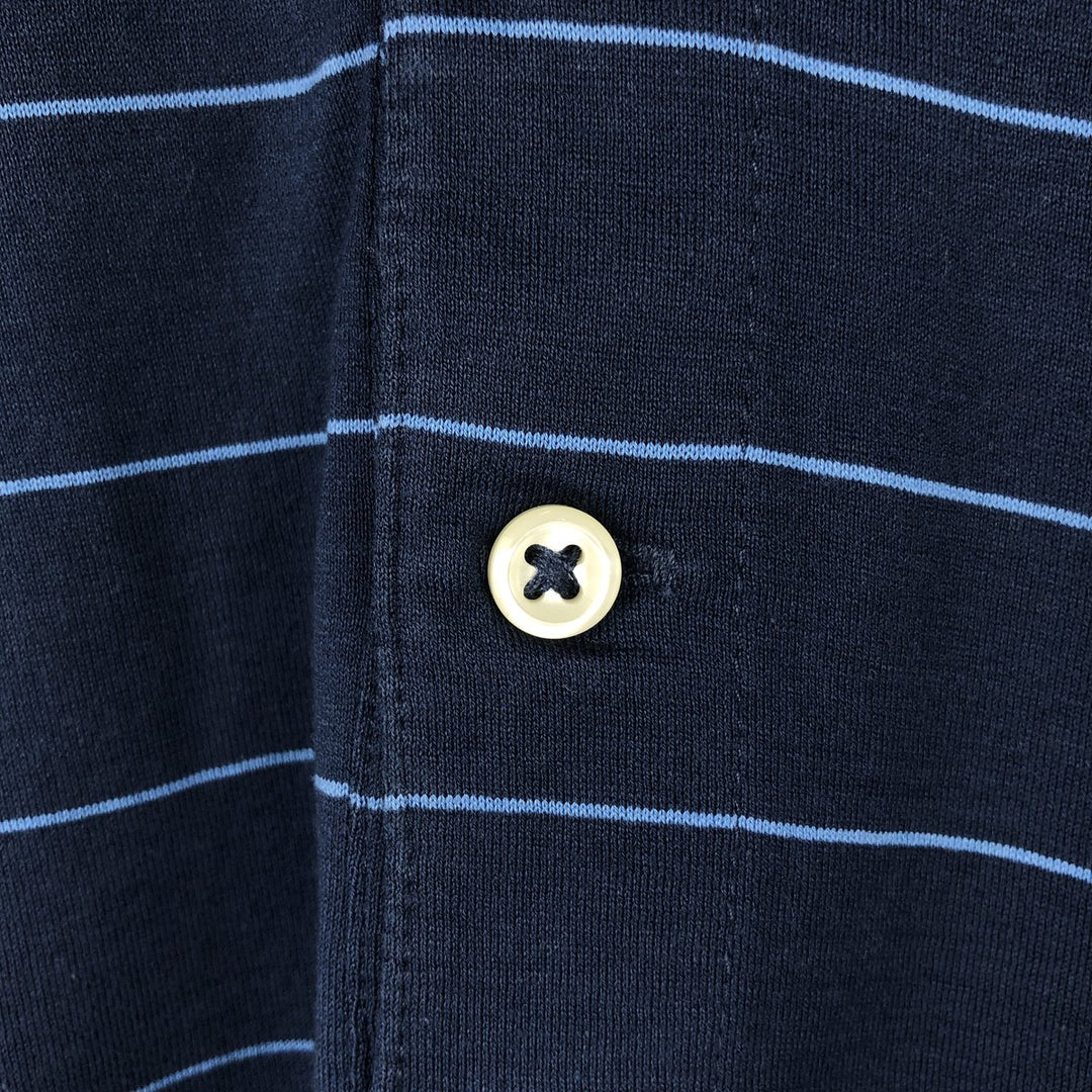Ralph Lauren POLO by Ralph Lauren short sleeve striped polo shirt, men's XL size Pima Cotton navy blue type Vintage Second Hand