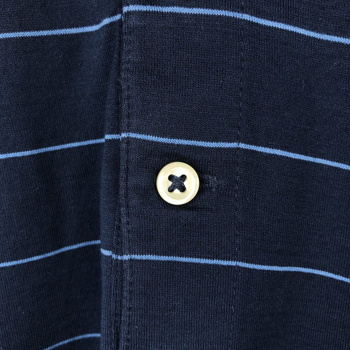 Ralph Lauren POLO by Ralph Lauren short sleeve striped polo shirt, men's XL size Pima Cotton navy blue type Vintage Second Hand