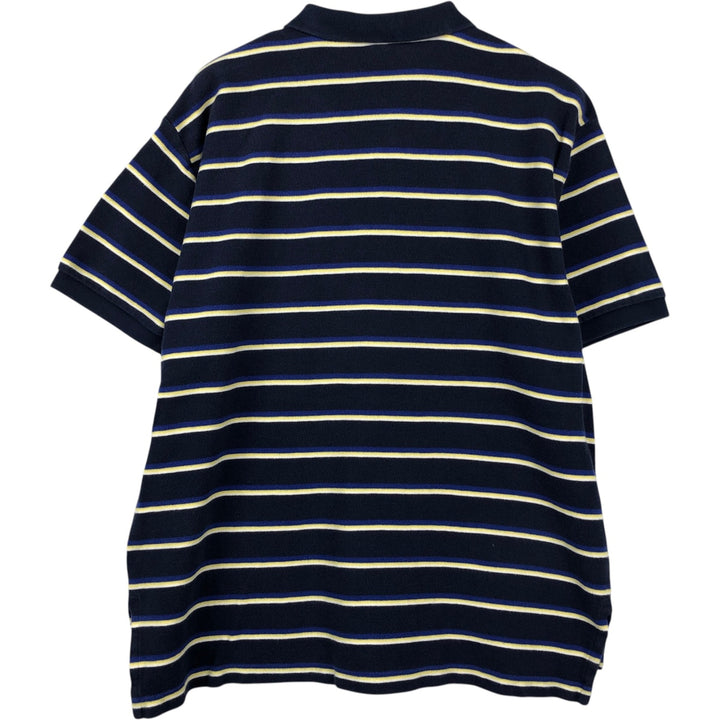 Ralph Lauren POLO by Ralph Lauren short sleeve striped polo shirt, men's XL size cotton navy blue type Vintage Second Hand