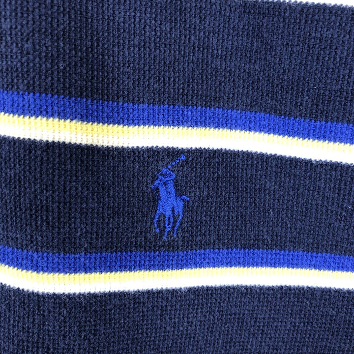 Ralph Lauren POLO by Ralph Lauren short sleeve striped polo shirt, men's XL size cotton navy blue type Vintage Second Hand