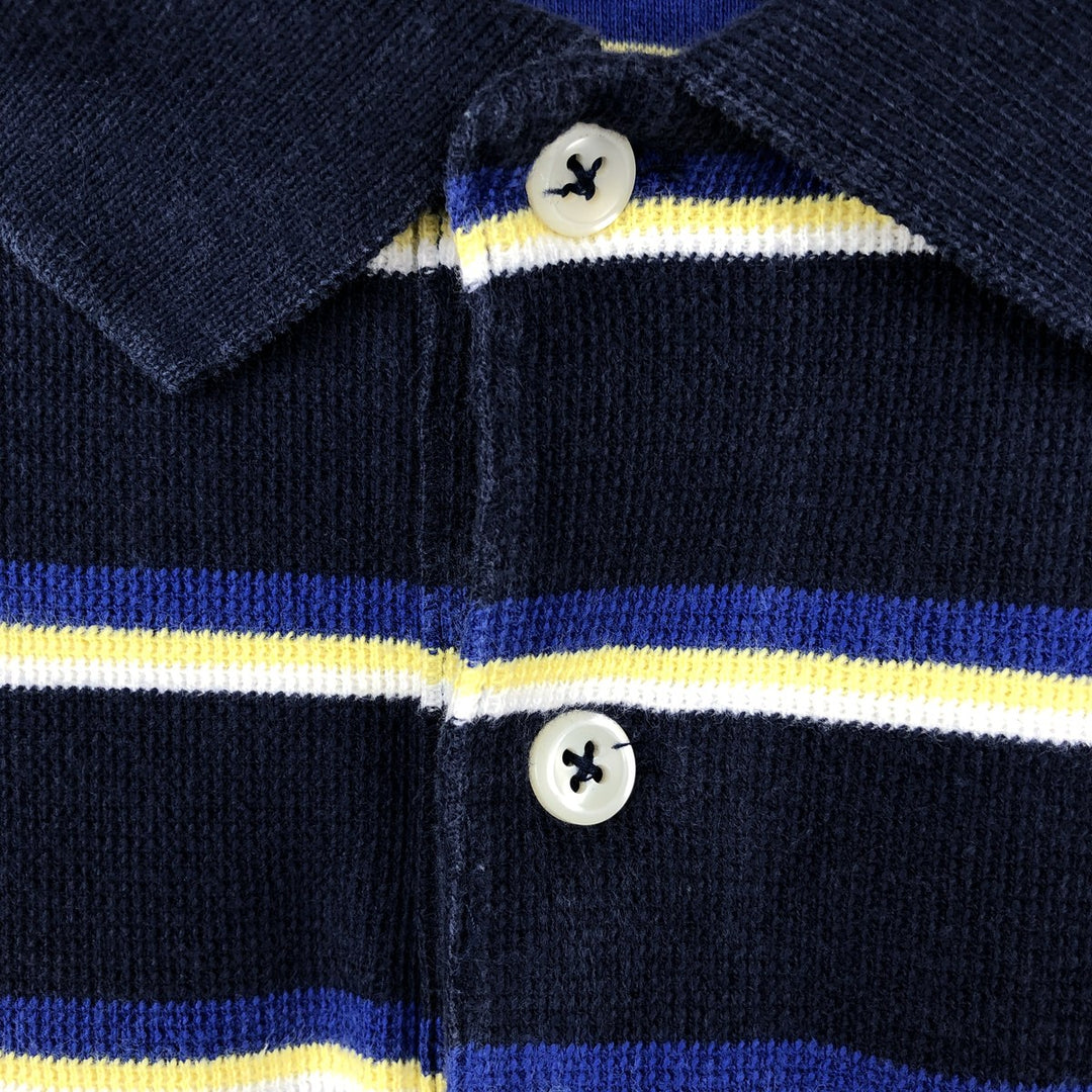 Ralph Lauren POLO by Ralph Lauren short sleeve striped polo shirt, men's XL size cotton navy blue type Vintage Second Hand