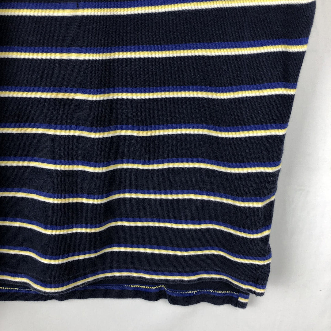 Ralph Lauren POLO by Ralph Lauren short sleeve striped polo shirt, men's XL size cotton navy blue type Vintage Second Hand