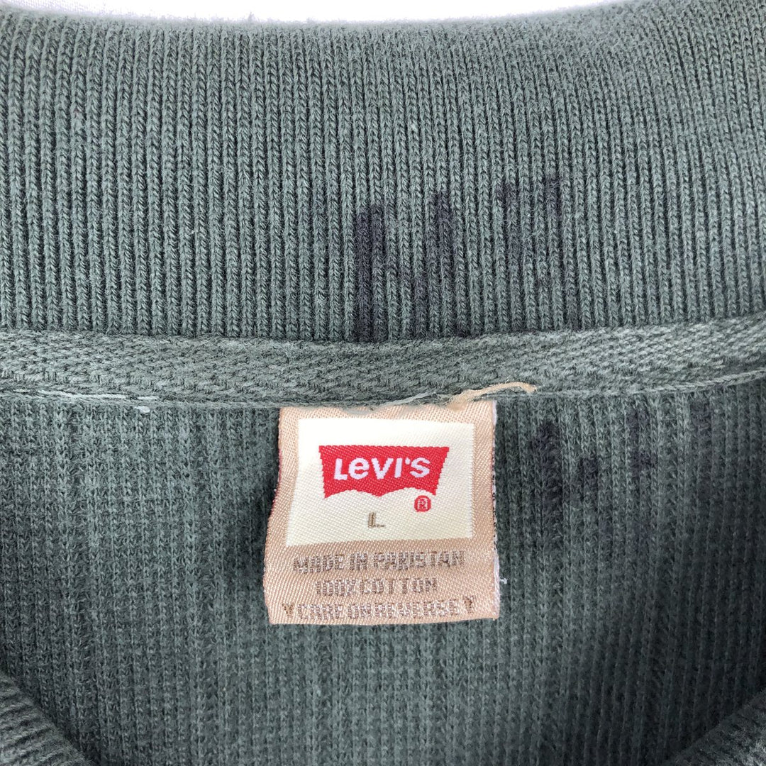 Levi's Half-Zip Short-Sleeve Polo Shirt, Men's Size L (approx.) cotton Green type dark green Vintage Second Hand