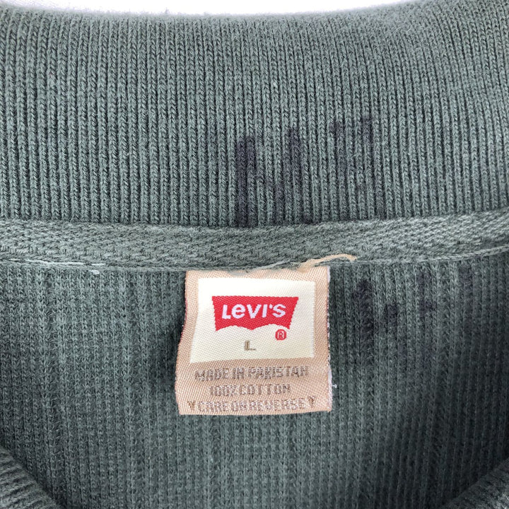 Levi's Half-Zip Short-Sleeve Polo Shirt, Men's Size L (approx.) cotton Green type dark green Vintage Second Hand