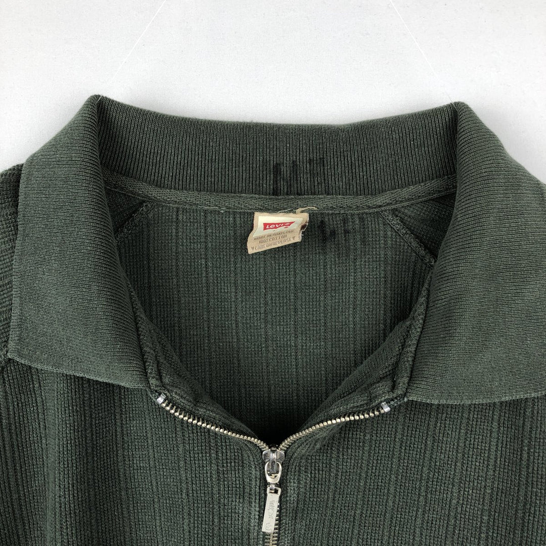 Levi's Half-Zip Short-Sleeve Polo Shirt, Men's Size L (approx.) cotton Green type dark green Vintage Second Hand