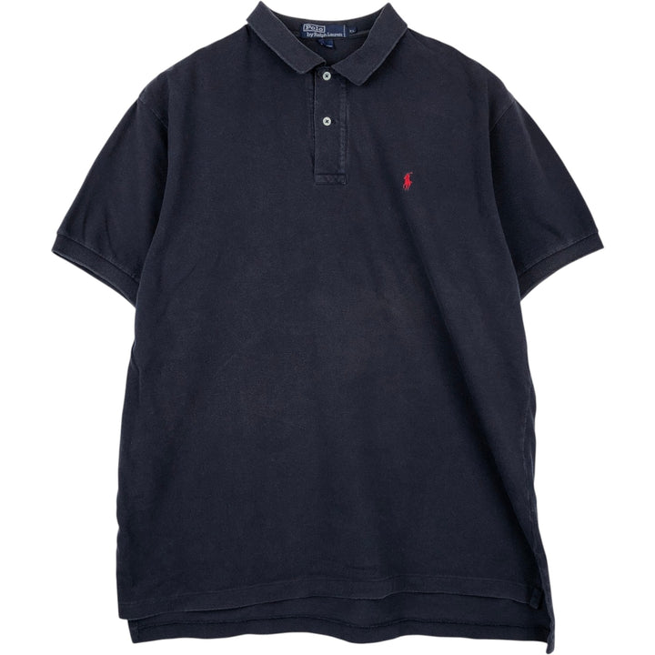 Ralph Lauren POLO by Ralph Lauren short sleeve polo shirt, men's XL size cotton navy blue type Vintage Second Hand