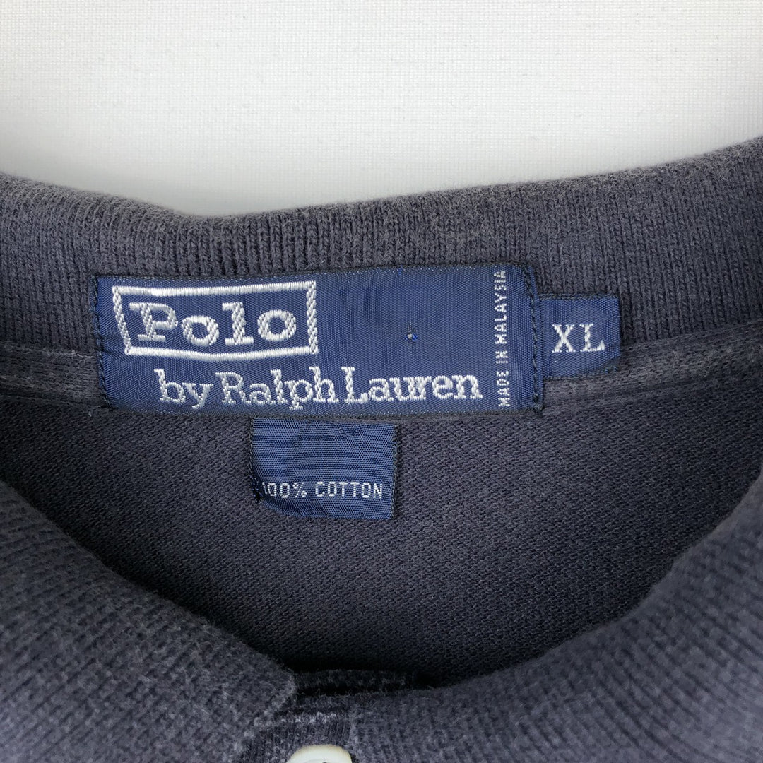 Ralph Lauren POLO by Ralph Lauren short sleeve polo shirt, men's XL size cotton navy blue type Vintage Second Hand
