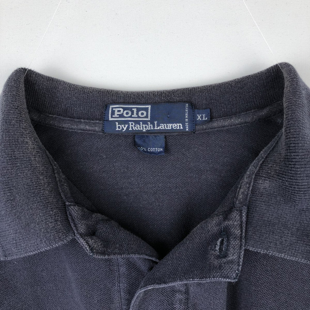 Ralph Lauren POLO by Ralph Lauren short sleeve polo shirt, men's XL size cotton navy blue type Vintage Second Hand
