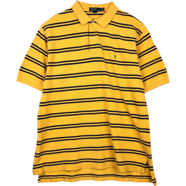 Ralph Lauren POLO by Ralph Lauren short sleeve striped polo shirt, men's XL size cotton orange type Vintage Second Hand